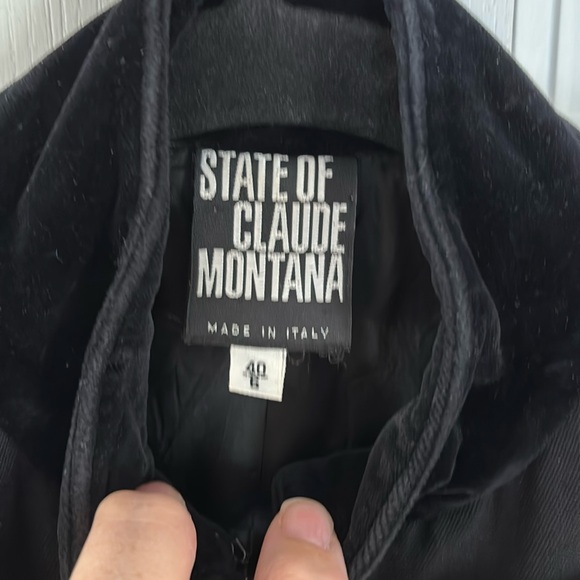 STATE OF CLAUDE MONTANA LADIES BLACK GOLD TONE MILITARY JACKET TOP-VINTAGE-WOW! - Picture 3 of 8